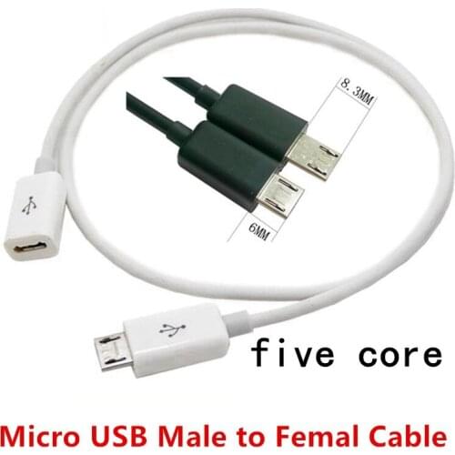Long plug Micro-USB 5pin Micro USB USB 2.0 Male Connector to Micro USB 2.0 Female Extension Cable 10cm 25cm 50cm 100cm 200cm