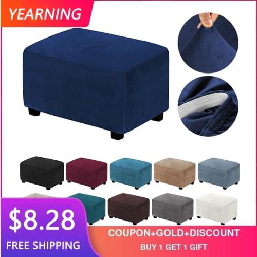 Elastic Plush Ottoman Footstool Cover Stretch Sofa Pleda Case Protector Ottoman Slipcover Washable Sofa Foot Rest Stool Covers