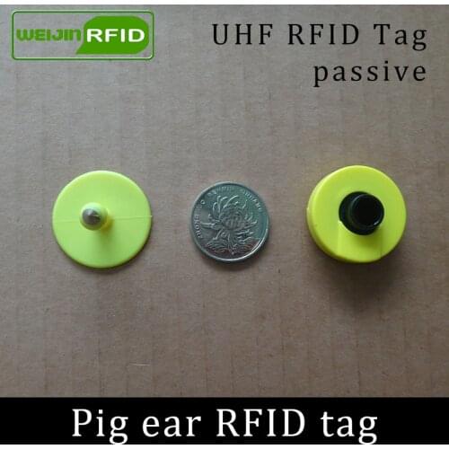 UHF rfid tag tracing electronic Animal ear tag EPC Gen2 ISO18000-6C 915m 868m 860MHz-960M alien higgs3 circular rfid pig ear tag
