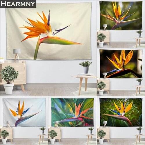 HEARMNY Bird Of Paradise Background Fabric Valance Tapestry Wall Hanging Bedroom Living Room Blanket Yoga Beach Towel Tablecloth