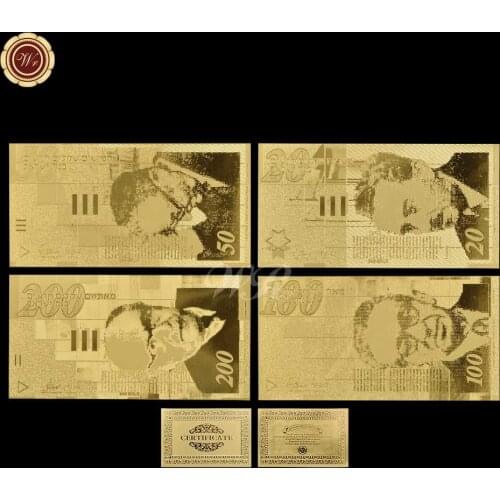 Israel Polymer Banknotes Gold Set 20.50.100.200 For Home Decoration And Presents