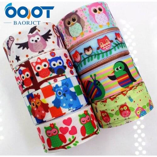 175317,22MM cartoon owl Printed grosgrain ribbon,garment accessories hair accessories material, DIY Handmade decoration wrapping