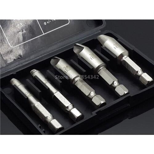 5pcs Set Screw Remover Broken Stripped Bolt Remover Extractor Breakage Waterloo Teeth Thread Type Screwdriver Power Tool