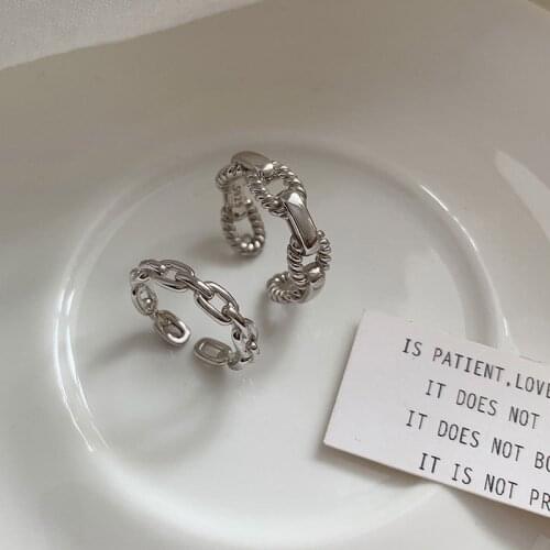 Orgin Summer Minimalist Geometrical Chain Open Ring for Women Temperament Metal Adjustable Party Wedding Jewelry Wholesale