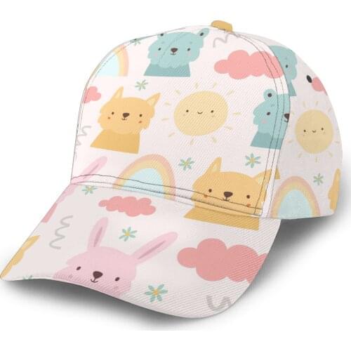 Pastel Animals And Rainbows Outdoor Sport Caps Baseball Hat Men Women Visor Cap Baseball Cap Street Hip Hop Caps
