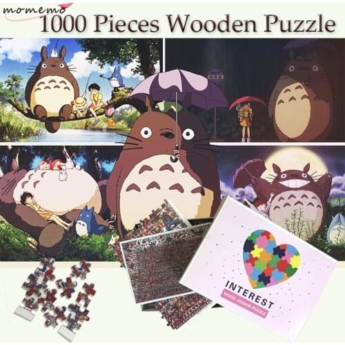 MOMEMO My Neighbor Totoro Adult Puzzles 1000 Wooden Puzzle Jigsaw Wooden Toys Puzzle Games 1000 Pieces Puzzle Toys for Children