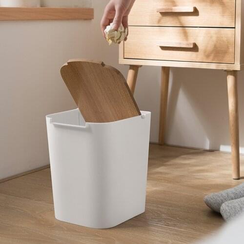 Plastic Trash Can Flip Large Kitchen Living Room Bathroom Creative Household Paper Basket