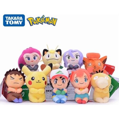 10cm Pokemon Plush Keychain Pikachu Squirtle Ash Ketchum Jame Misty Cartoon Anime Character Keychain Pendant Child Birthday Gift