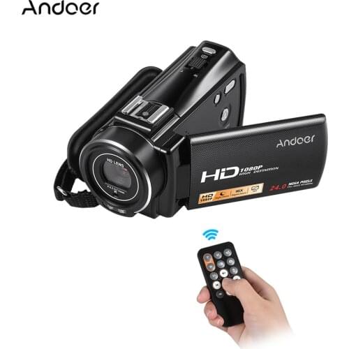 Andoer 1080P Full HD 24MP Portable Digital Video Camera Camcorder Remote Control Recorder 16X Zoom 3.0" Rotary LCD