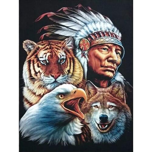 Diy 5d Full Diamond Embroidery Characters Diamond Painting Indians And Eagles Cross Stitch Handmade Furniture Hobby Gifts