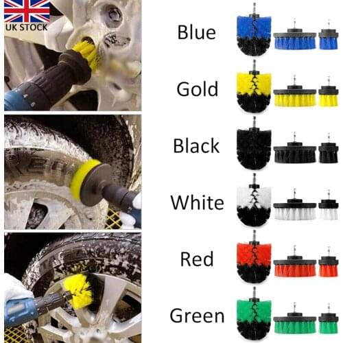 3pcs/set Drill brush 2+3.5+4 Inch Drill Powerful Clean Scrub Electric Leather Plastic Wood Furniture Yellow/Blue/Red/Green/Black