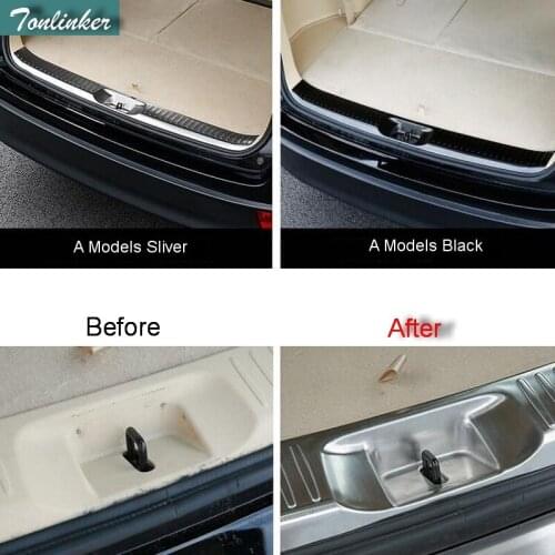 Tonlinker 1 PCS Car NEW Stainless steel Built trunk Inner pedal Cover Stickers for TOYOTA HIGHLANDER 2015-17 parts accessories
