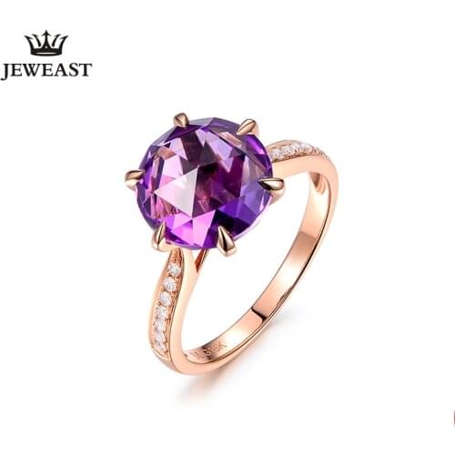 ML Natural Amethyst18K Pure Gold 2020 New Hot Selling Top Ring Women Heart Shape Ring For Ladies Woman Genuine Jewelry