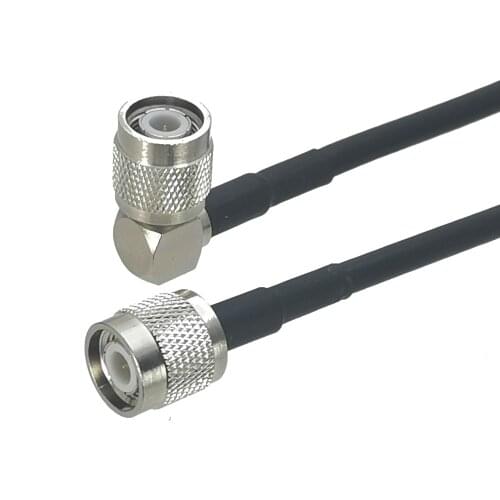 1Pcs RG58 TNC Male plug to TNC Male Plug Right angle Connector RF Coaxial Jumper Pigtail Cable 4inch~20M
