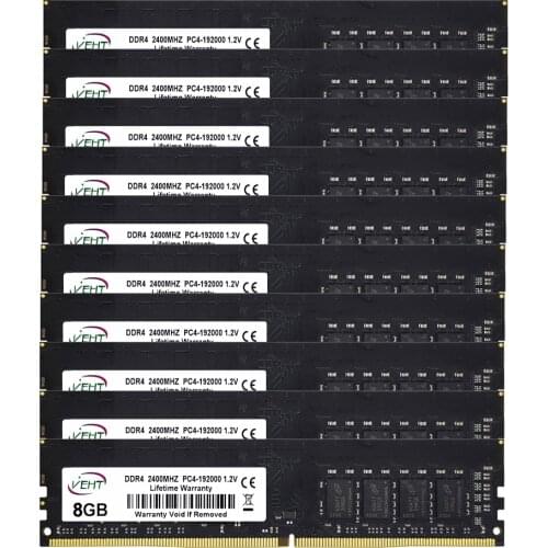 10PCS VEHT DDR4 Desktop Memory 8GB PC4-19200 ddr4 ram DIMM 2400MHz RAM 1.2V 288PIN NON ECC ddr4 ram desktops ram