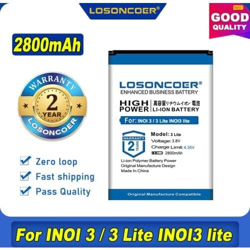 100% Original LOSONCOER 2800mAh For INOI 3 / 3 Lite INOI3 Lite Battery