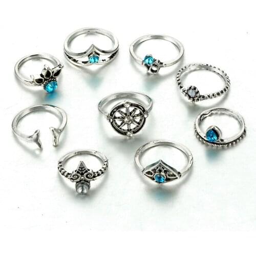 12 Sets/Lot Fashion Vintage Knuckle Rings For Women Men Retro Pattern Mix Finger Midi Ring Gold Silver Color Steampunk Jewelry