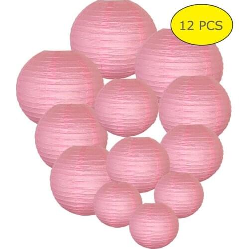 12 Pcs Per Lot Pink Paper Lantern Assorted Sizes lanterne papier lampion Wedding Christmas Babyshower Diy Hanging Decor Favor