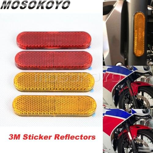 2pcs Stick On 9.5cm*2.5cm Safety Warning Reflector Self Adhesive Tape Reflector Plate Sticker for Motorcycle Bike ATV Truck
