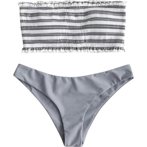 2PC Women Sexy Swimwear Bikini Suit Stripe Push-Up Padded Bathing Beachwear Womens fashion Print Swimsuit Swimwear Bathing