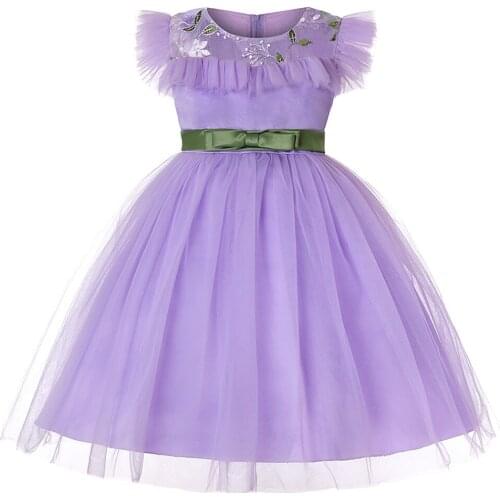 2019 Summer Flower Girl Dresses Princess Embroidered Dress Wedding Party Little Flying Sleeves Ball Beauty Childrens Dress 3-13