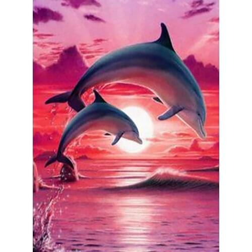 LaoJieYuan Diamond Embroidery Dolphin Cross Stitch Diamond Painting Kits Mosaic Animals Sale Rhinestones Art Handwork Gift