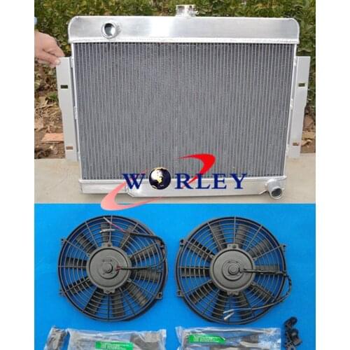 FOR 72-86 Jeep CJ CJ5 CJ7 V8 Chevy Engine Conversion Aluminum Radiator + 2* FAN