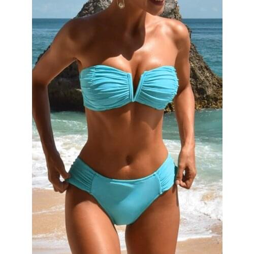 Push Up Bikinis 2021 High Waisted Swimsuit Female Swimwear Bathing Suit Swimming Suits Sexy Bikini Set Biquini Bandeau Bikini