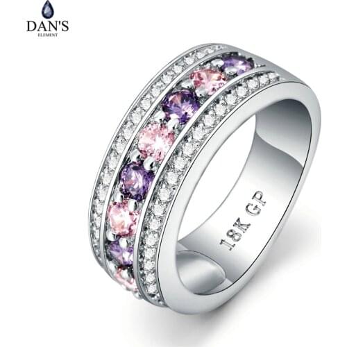 DANS ELEMENT Fashion Cocktail Party Rings For Women Purple Crystals Bijoux Cubic Zirconia Ring jewelry Chirstmas Gift DER585