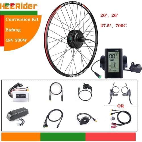Bafang 48V 500W Front Hub Motor Brushless Gear Bicycle Electric Bike Conversion Kit for 20 26 27.5 700c inch Wheel Drive Engine