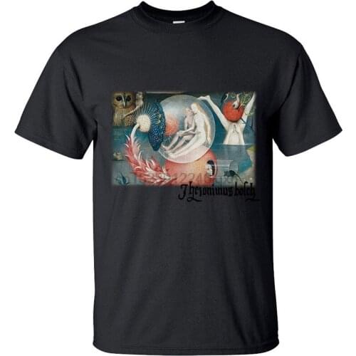 T Shirt Hieronymus Bosh The Garden Of Earthly Delights Gray Black Blue Red Cartoon T Shirt Men Unisex New Fashion Tshirt