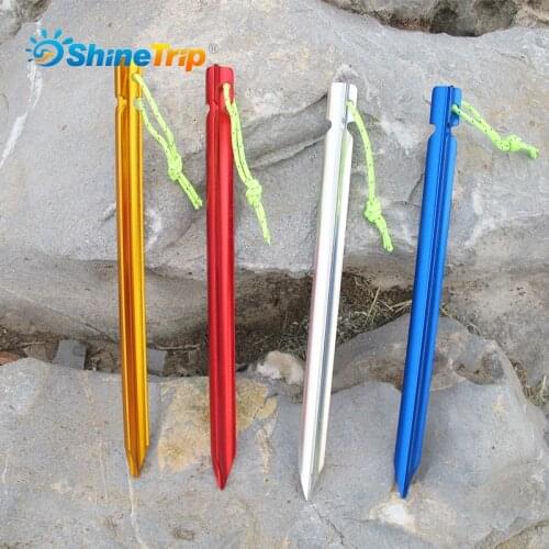 ShineTrip Tent Nail (10 pcs) 18cm Tent Nail Aluminium Alloy Stake with Rope Camping Equipment Tent Peg Hiking Fixing Ground Nail