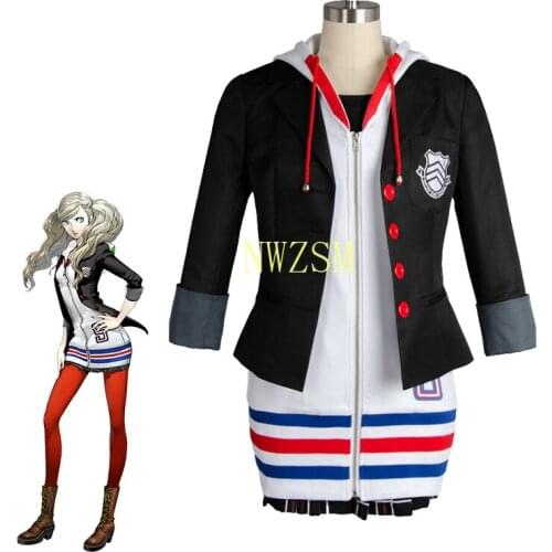 Game Persona 5 Anne Takamaki Cosplay Costume Adult Women Girl Outfit Uniform with Stocking Halloween Carnival Full Set
