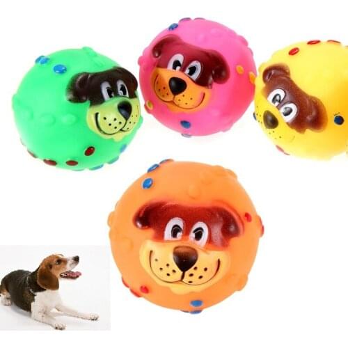 ANGRLY Cat Dog Toys Soft Rubber Dog Face Chew Squeaker Squeaky Toys New Arrival Promotion Soft Rubber Chew Sound Ball Toys