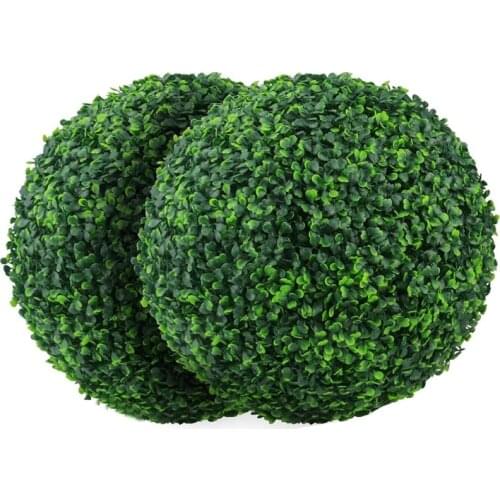 2 PCS 15.7 Inch Artificial Plant Topiary Ball Faux Boxwood Decorative Balls for Backyard,Balcony,Garden,Wedding DéCor
