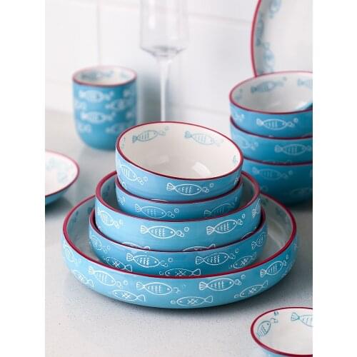 Ceramic Tableware Bowl And Plate Single Creative Personality Domestic Soup Rice Noodles Salad Dessert Fruit