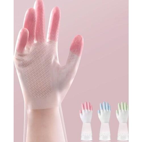 Summer Dishwashing Gloves Womens Thin Waterproof Durable Household Kitchen Vegetable Washing Laundry Rubber Latex Plastic