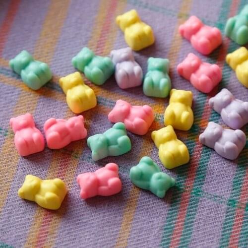 Frosted stocky cute little bear resin DIY ear clip patch handmade hairpin jewelry material
