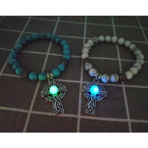 2020 new Cross logo mens and womens luminous beaded bracelet ladies luminous bracelet religious gifts