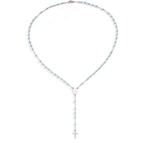 JUNWEI New Fashion Cross Stainless Steel Jewelry Long Necklace Necklace Women Crystal Necklace Religious