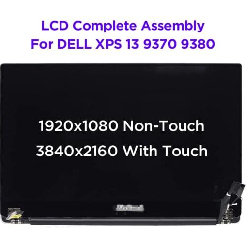 Original 13.3" Touch Screen Complete Assembly For Dell XPS 13 9370 9380 P82G LCD Display Panel Replacement UHD4K Upper Half Set