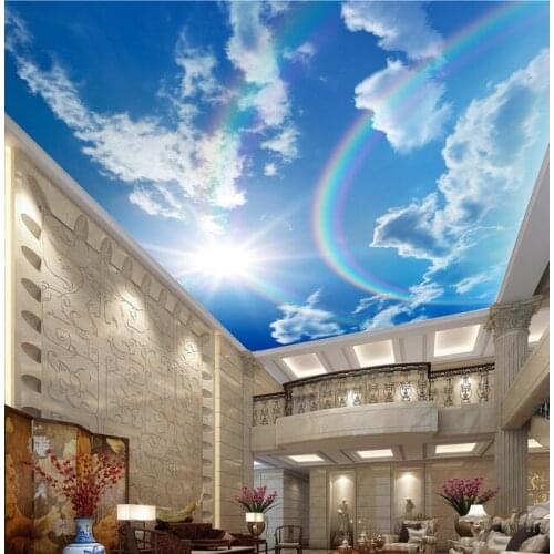 Custom ceiling wallpaper, rainbow blue sky landscape murals for the living room bedroom ceiling wall waterproof papel de parede