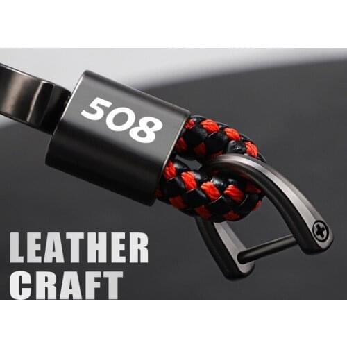 Premium Zinc Alloy Car Keychain Leather Key Ring For Peugeot 508 Accessories Car Styling