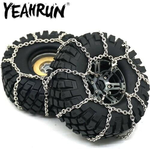 YEAHRUN Silver Metal Anti-Skid Snow Chain 120mm for Traxxas TRX-4 TRX4 Axial SCX10 1/10 RC Crawler Car 114mm 1.9inch Wheel Tires