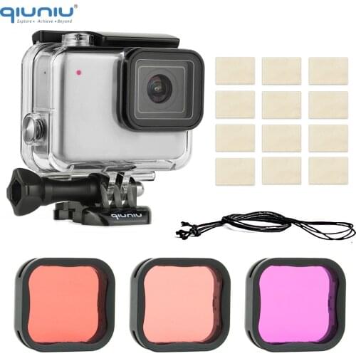QIUNIU 40m Underwater Diving Waterproof Housing Case + Dive Lens Filter Kit for GoPro Hero 7 Silver/White for Go Pro 7 Accessory