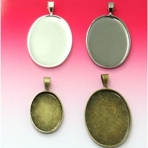 200pcs Silver/Antique Bronze Plated 18*25mm Melon Seeds+Straight Edge Tray for Cameo Settings Cabochon Pendants&Charms Blank Bas