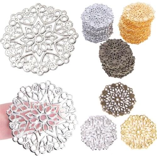 Earrings Ear Stud Pin Filigree Flower Wraps Connectors For DIY Jewelry Making Accessories