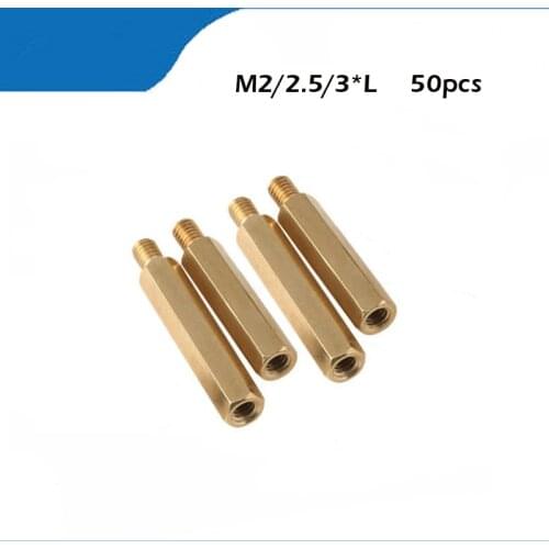 50pcs male to female M2 M2.5 m3*4/5//6/7/8/9/10/11/12 hex brass standoff spacer