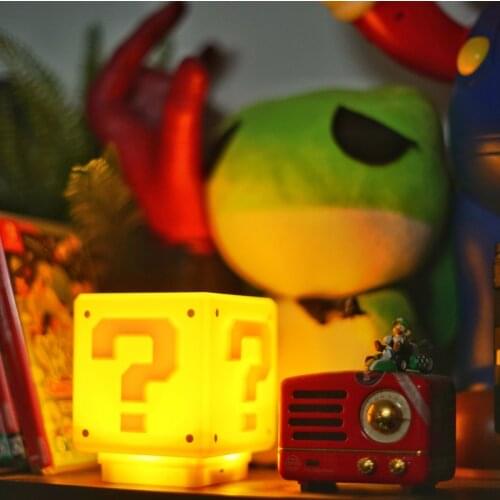 USB Charging LED Question Mark Night Light Super Mario Game Childrens Night Bedroom Household Cube Turn Table Lamp Lampara Gift