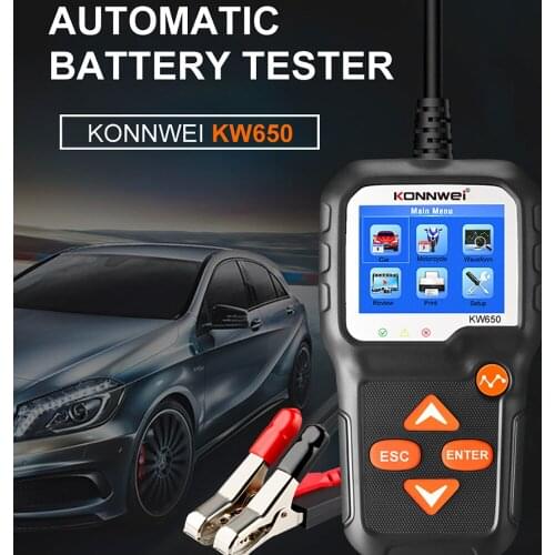 KONNWEI KW650 Car Motorcycle Vehicle Battery Tester 12V 6V Auto Battery Analyzer 2000CCA Charging Cranking Automotive Test Tools